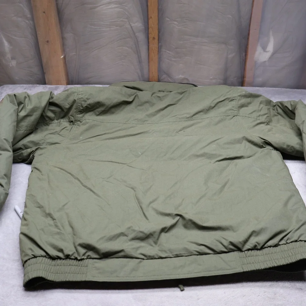 LL Bean Down Jacket Men Large Tall‎ Green Insulated Full zip Heavy Chore Coat